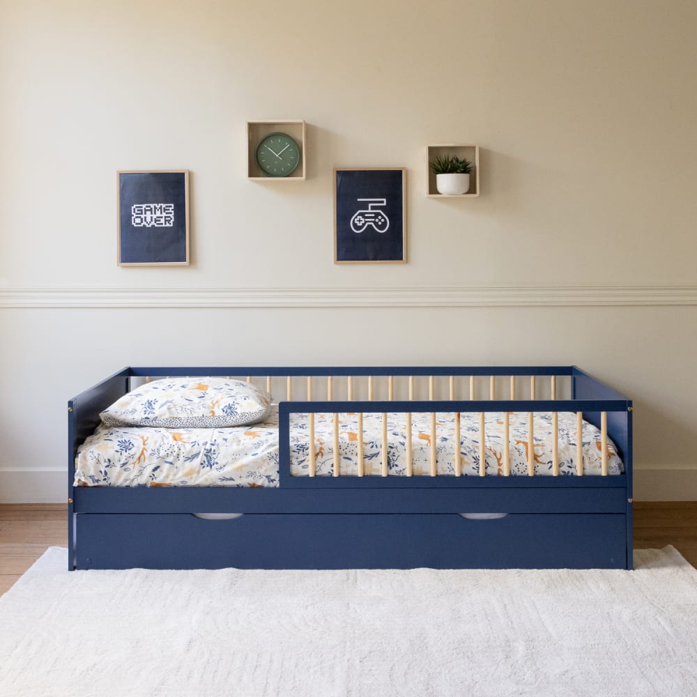 Happy Garden Ausziehbett für Kinder 190x90cm aus Holz style exotic BLAU HOLZ Baby
