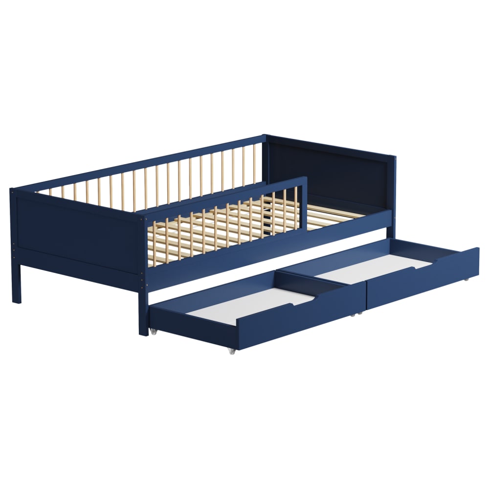 Kinderbett mit Schubladen 190x90 cm Holz dunkelblau - Maisons Du