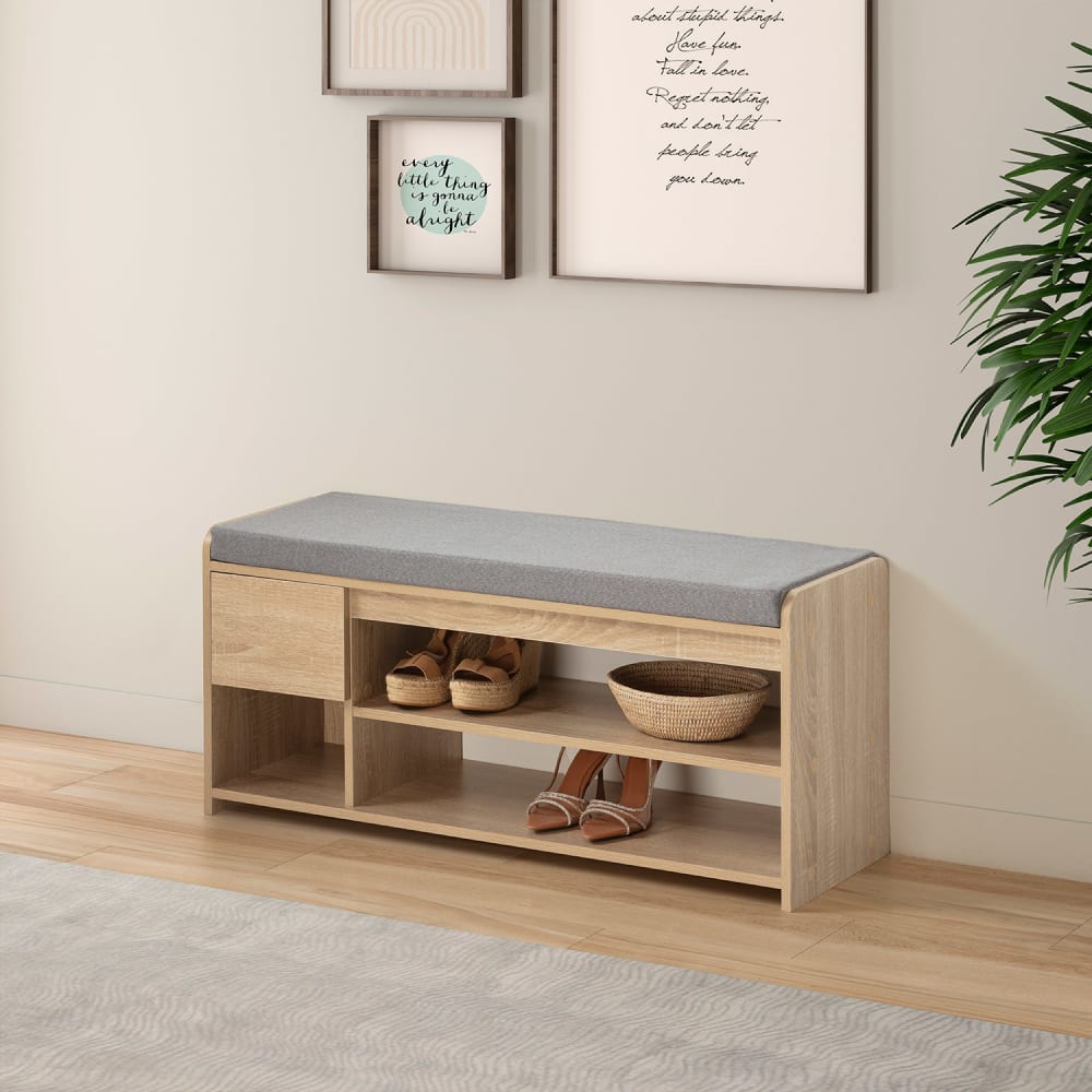 Banc à chaussures couleur Chêne 3 Trous et 1 Tiroir