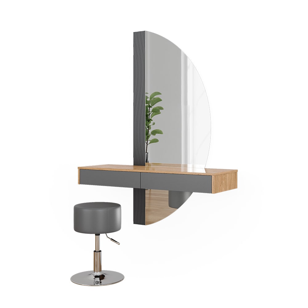 Coiffeuse avec miroir led et tabouret gris 120x161.1cm