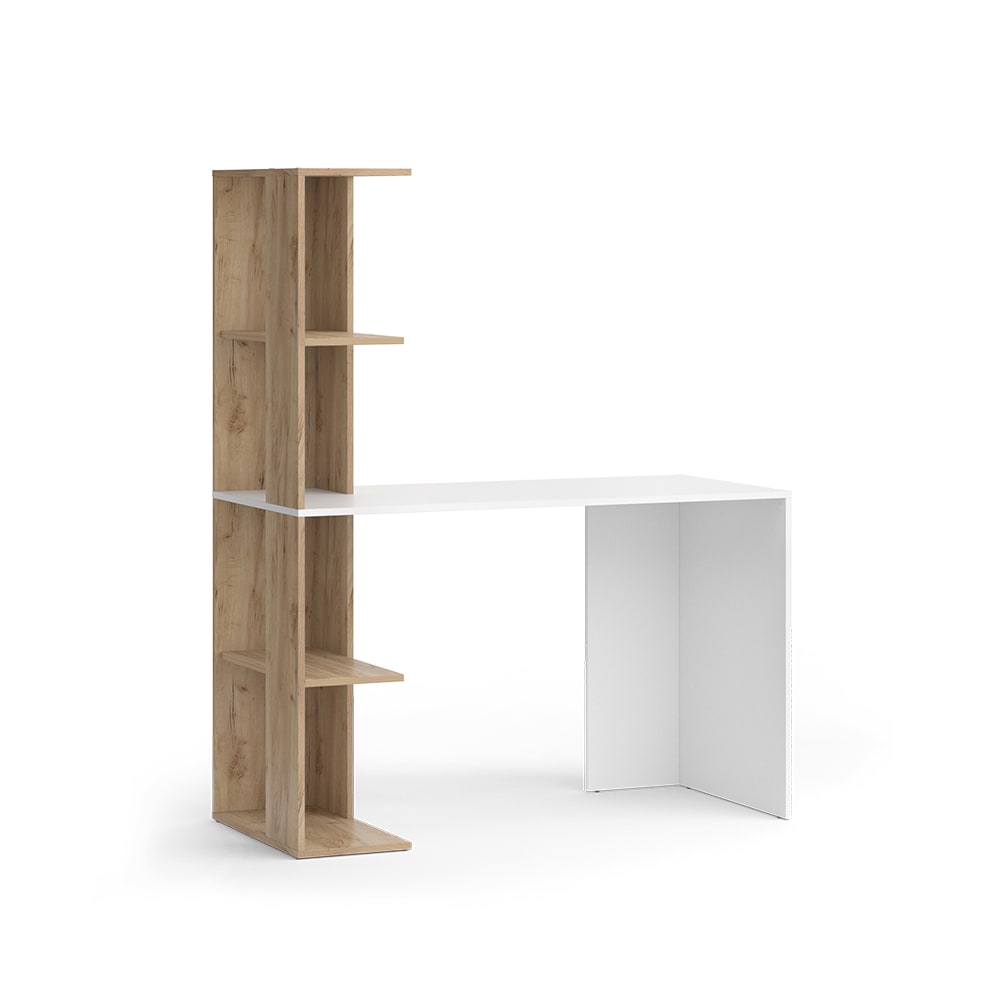 Bureau avec 4 compartiments, Blanc/Sonoma 122.2 x 75.8cm