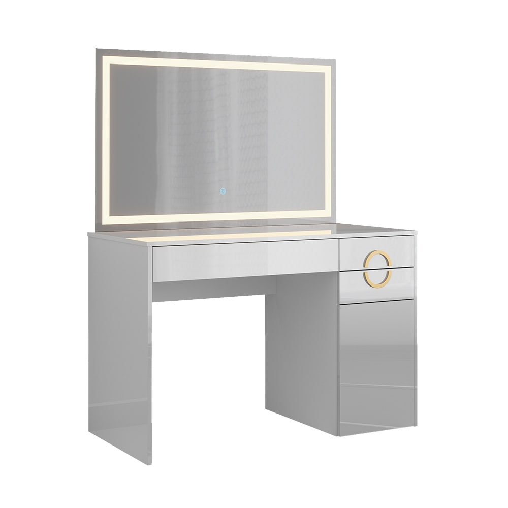 Vicco Schminktisch mit LED-Spiegel, Weiß 115 x 76.4cm style modern Weiß Spanplatte