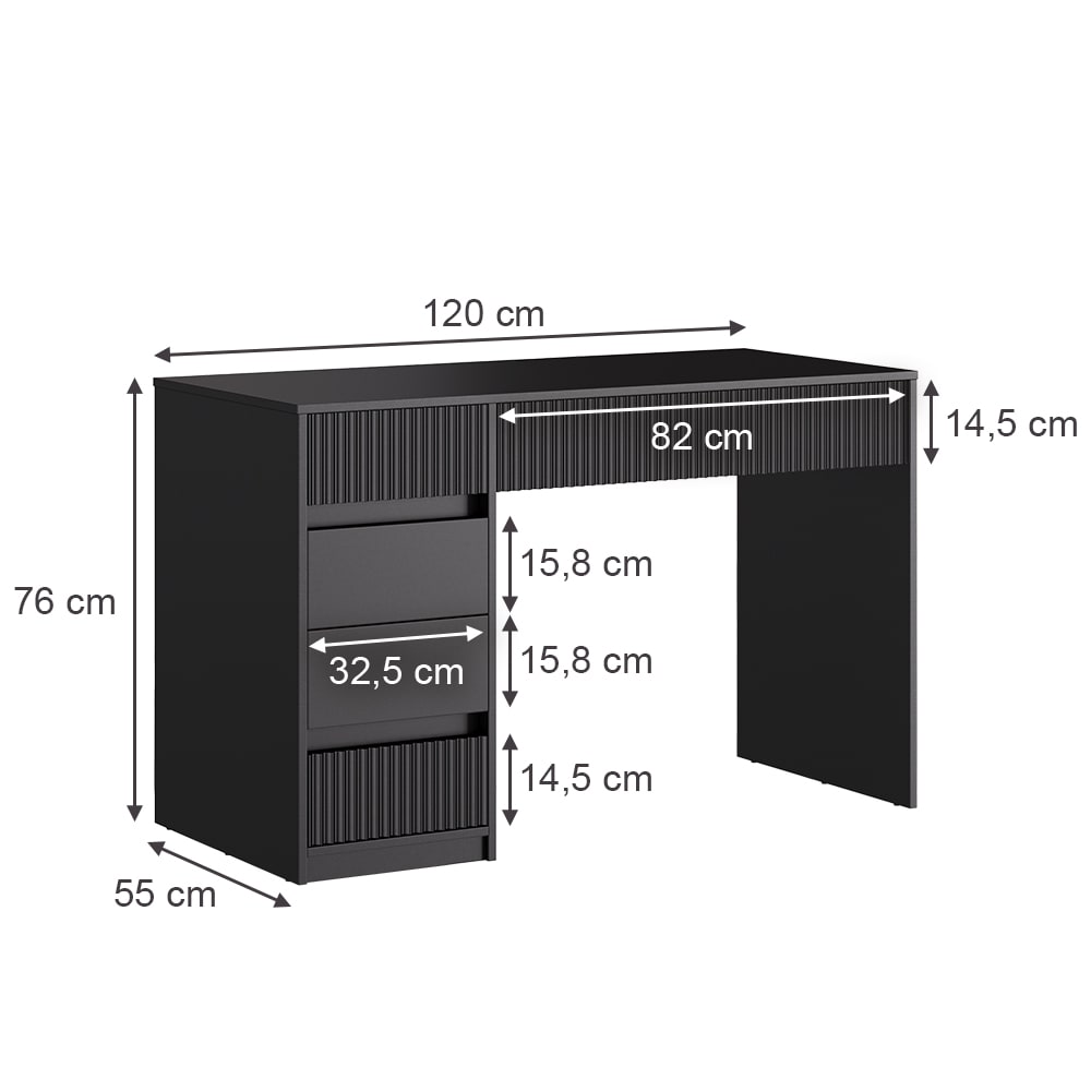 Schminktisch ohne Spiegel, Schwarz 120 x 76cm - Maisons Du Monde