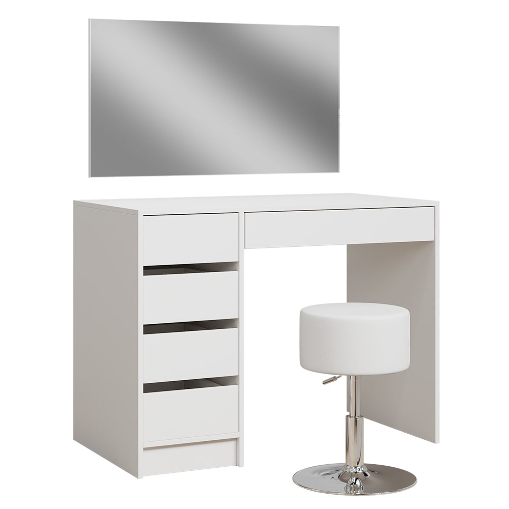 Vicco Schminktisch mit Hocker, Weiß 100 x 75.5cm style modern Weiß Spanplatte