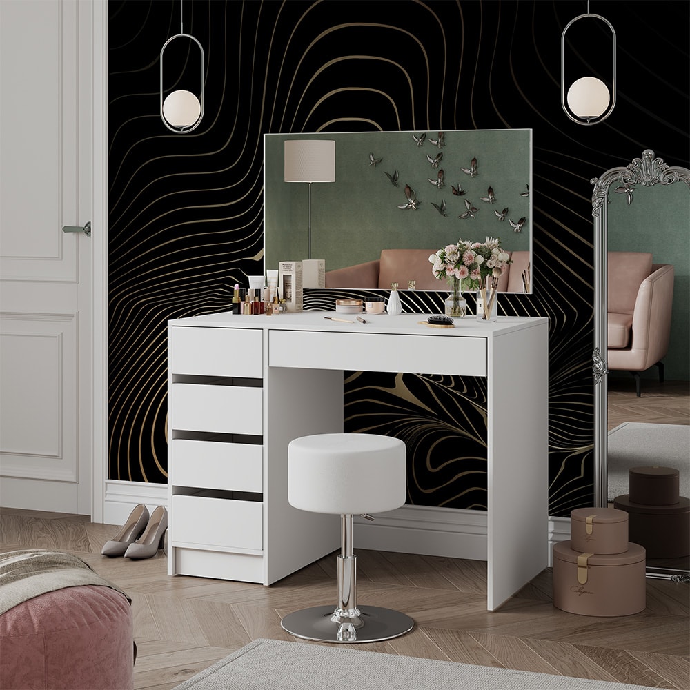 Schminktisch mit Hocker, Weiß 100 x 75.5cm - Maisons Du Monde