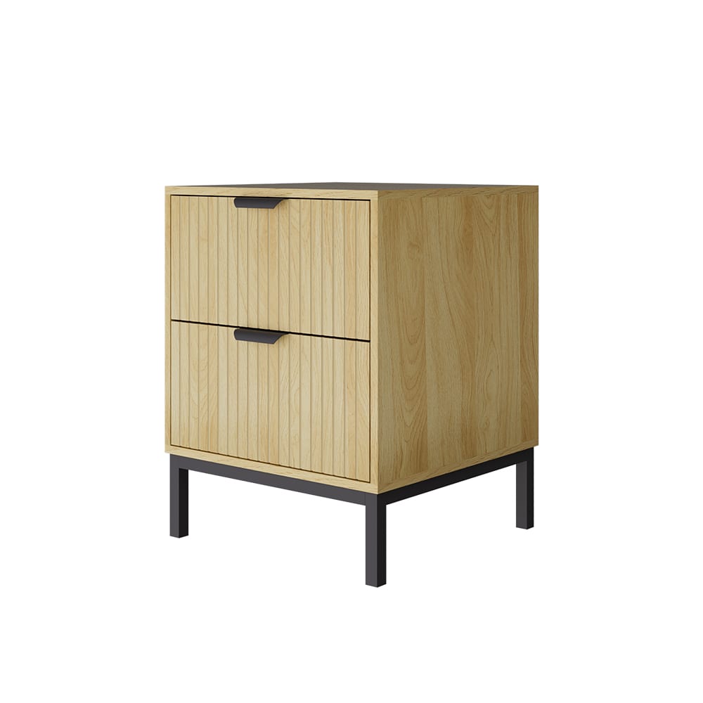 Vicco Nachttisch mit 2 Schubladen, Eiche 40 x 52 cm style modern Braun Spanplatte