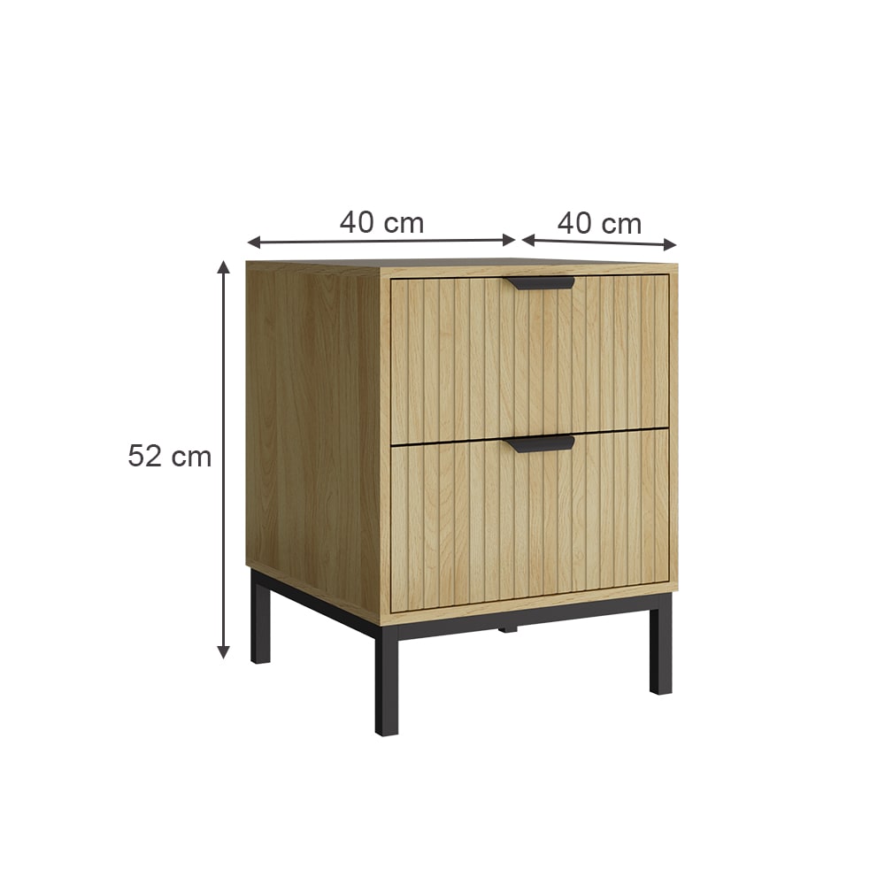 Nachttisch mit 2 Schubladen, Eiche 40 x 52 cm - Maisons Du Monde