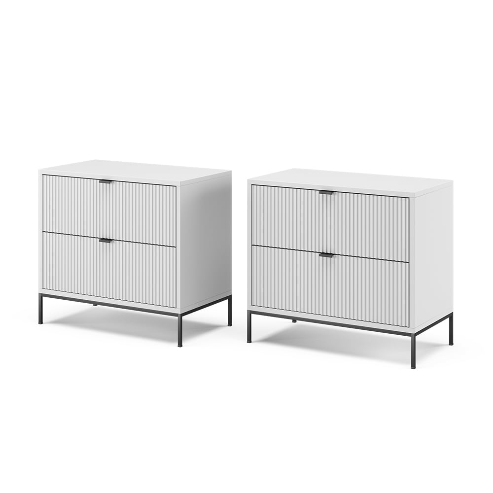 Vicco Nachttische 2er Set Weiß 66x60cm style modern Weiß Spanplatte