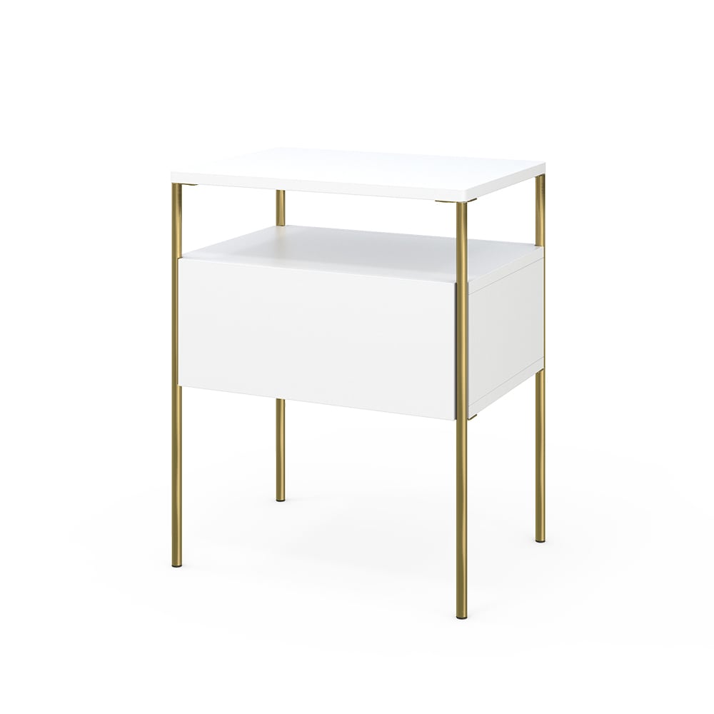 Vicco Nachttisch, Weiß/Gold 40 x 50cm style modern Weiß Spanplatte