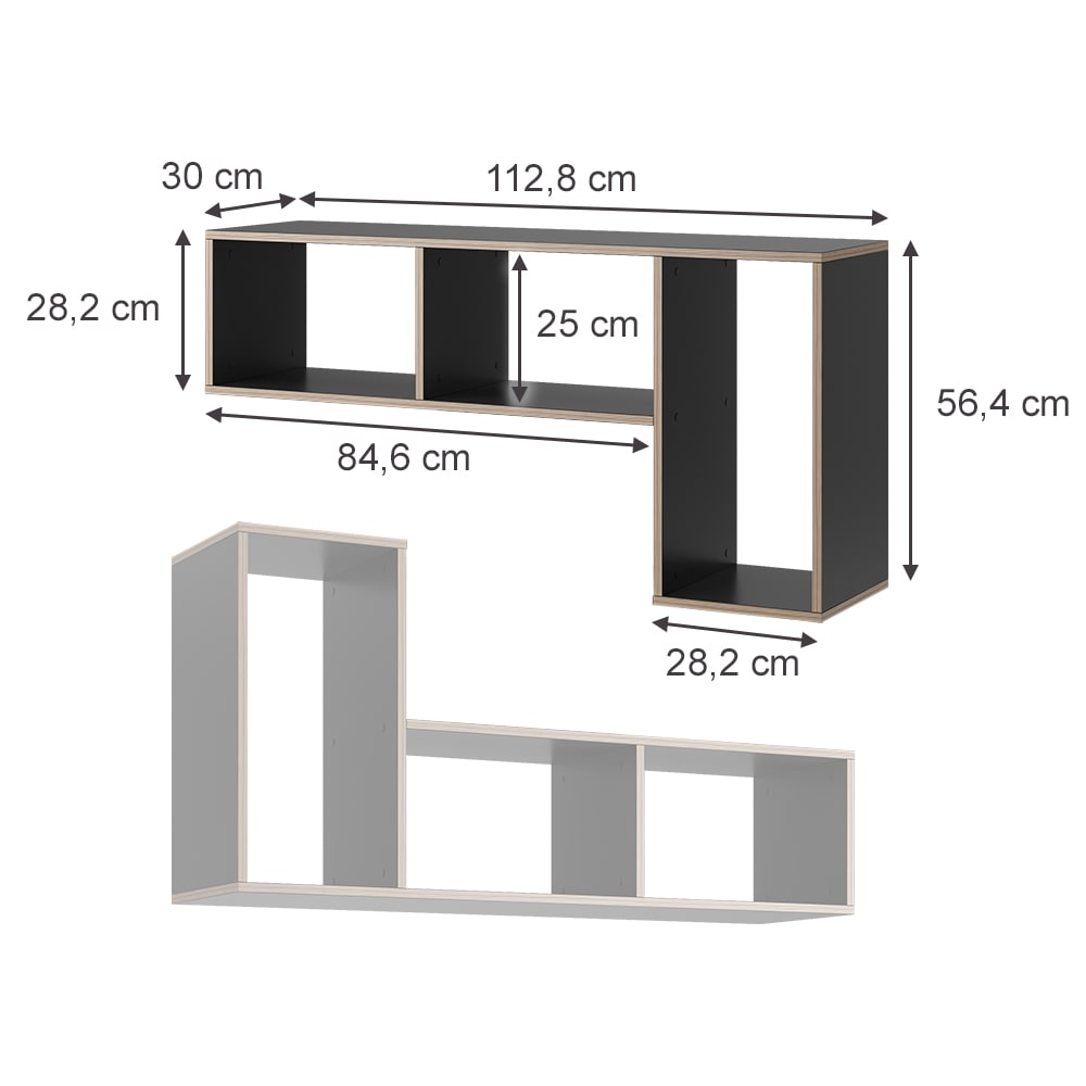Lot de 2 bibliothèque, anthracite 112.8 x 56.4cm - Maisons du Monde