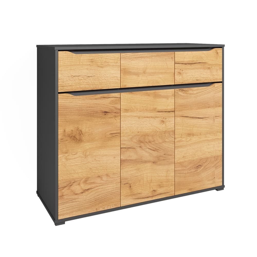 Vicco Sideboard mit Schubladen, Goldkraft Eiche 120 x 101.6cm style modern Braun Spanplatte