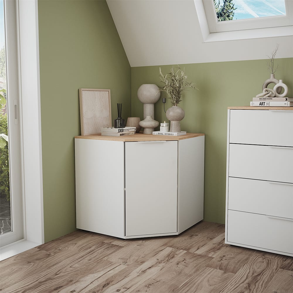 Sideboard mit 1 Türen, Weiß/Sonoma 77.9 x 77.9cm - Maisons Du