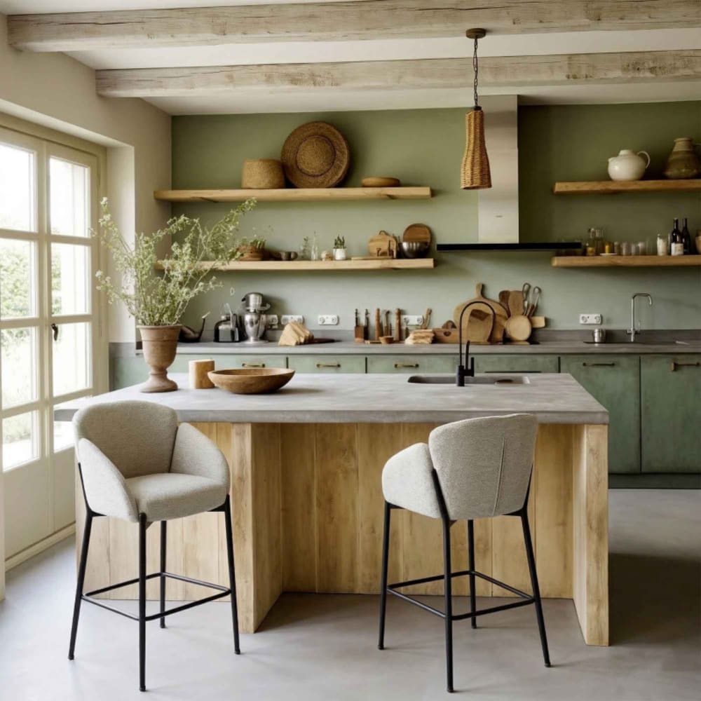 Barstuhl aus Stoff Luxury Grège (x2) - Maisons Du Monde