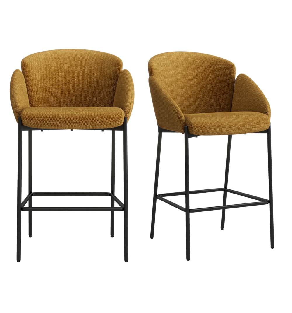 Fauteuil de bar en tissu Luxury Moutarde (x2)