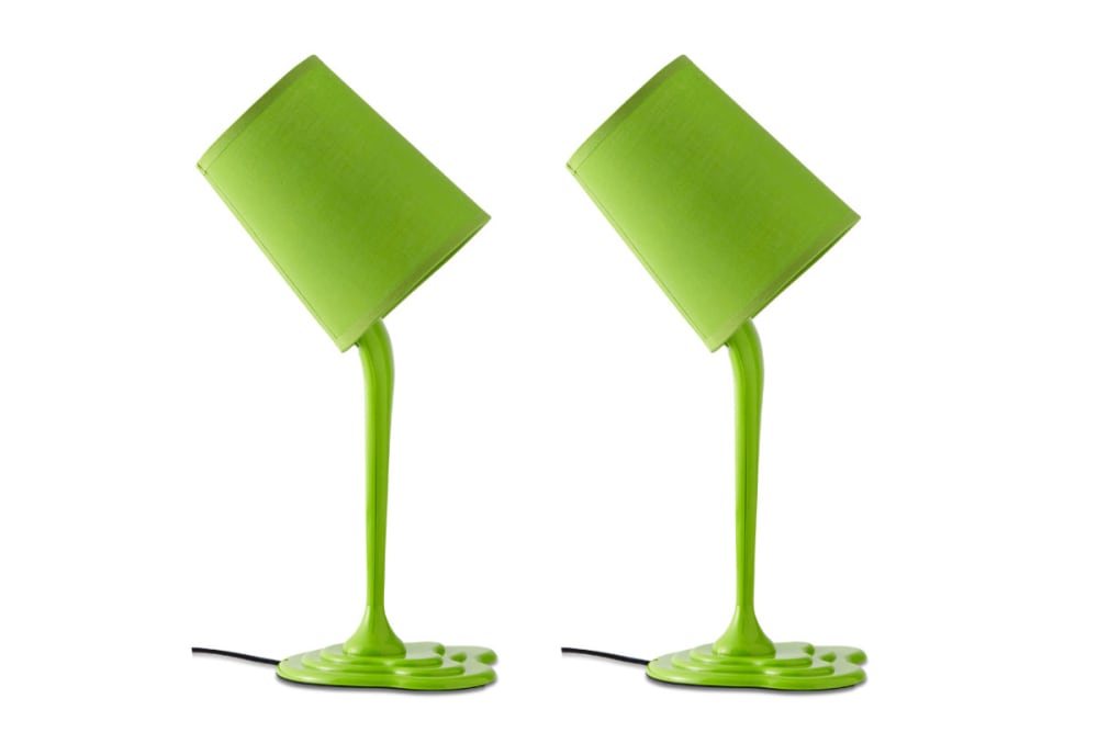KONSIMO 2er Set Tischlampen, grün - Stoff