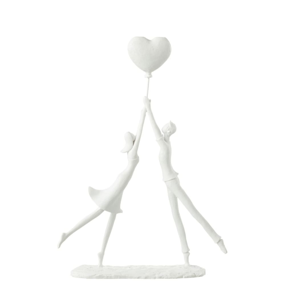 Statuette couple avec ballon coeur en synthétique blanc 26x6x36 cm - Maisons du Monde