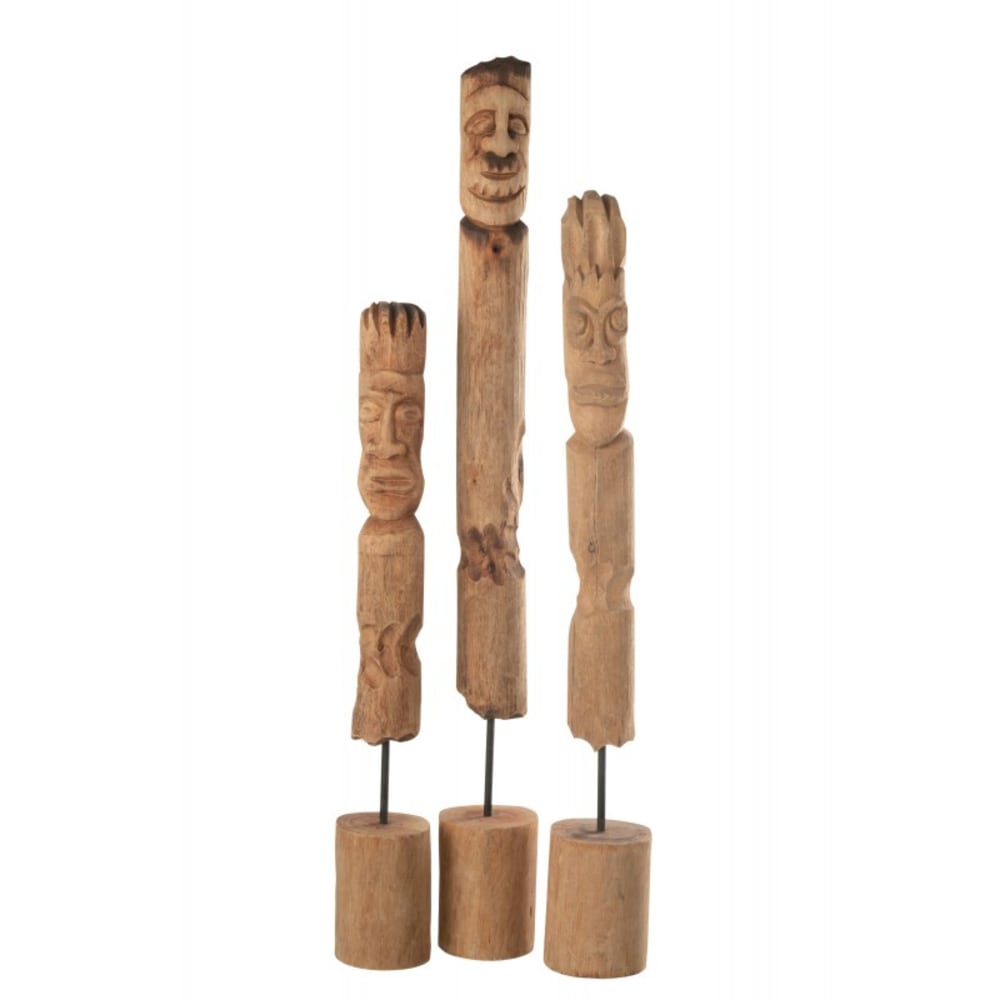 Set de 3 totems sur pied - bois