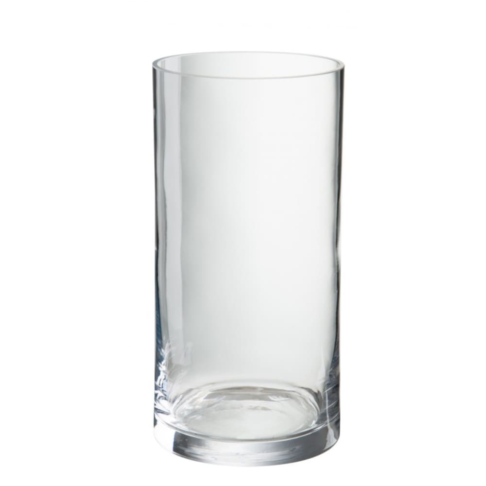 Vase cylindrique en verre transparent 13x13x26 cm