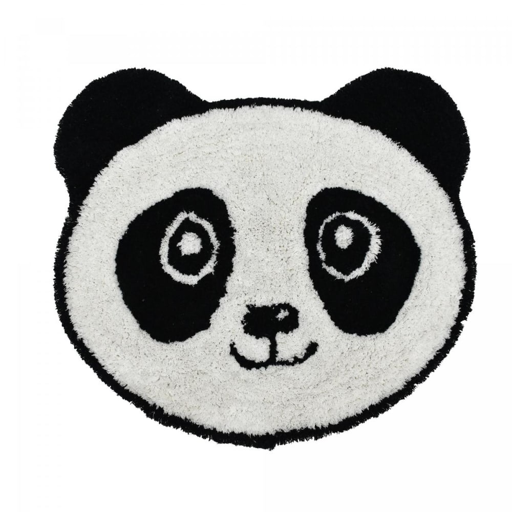 Tapis enfant tufté main en coton 100% BIO, motif Panda, blanc ø100cm