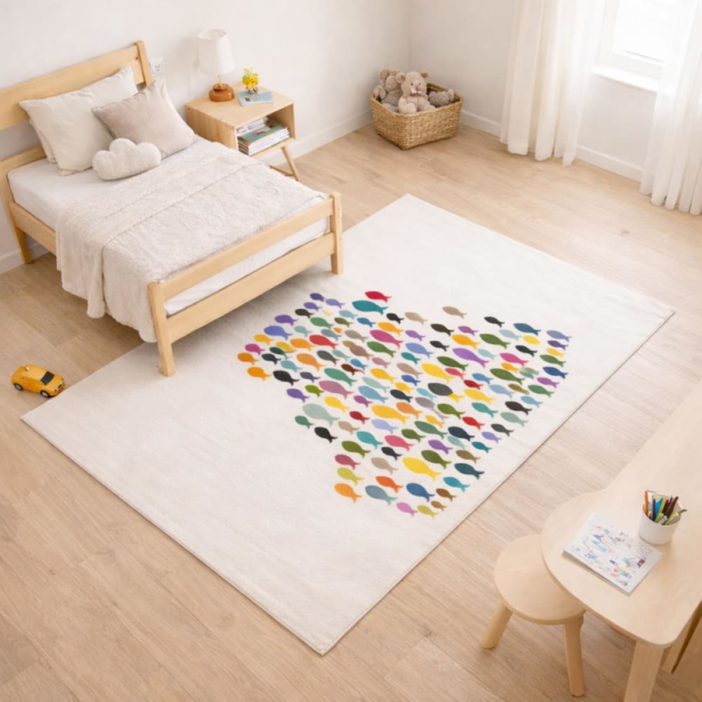 Un amour de tapis Pflegeleichter Kinderteppich, Tiermuster, 120x170 mehrfarbig style modern Öko-Tex Zertifikat Pes - Polyester Kinder