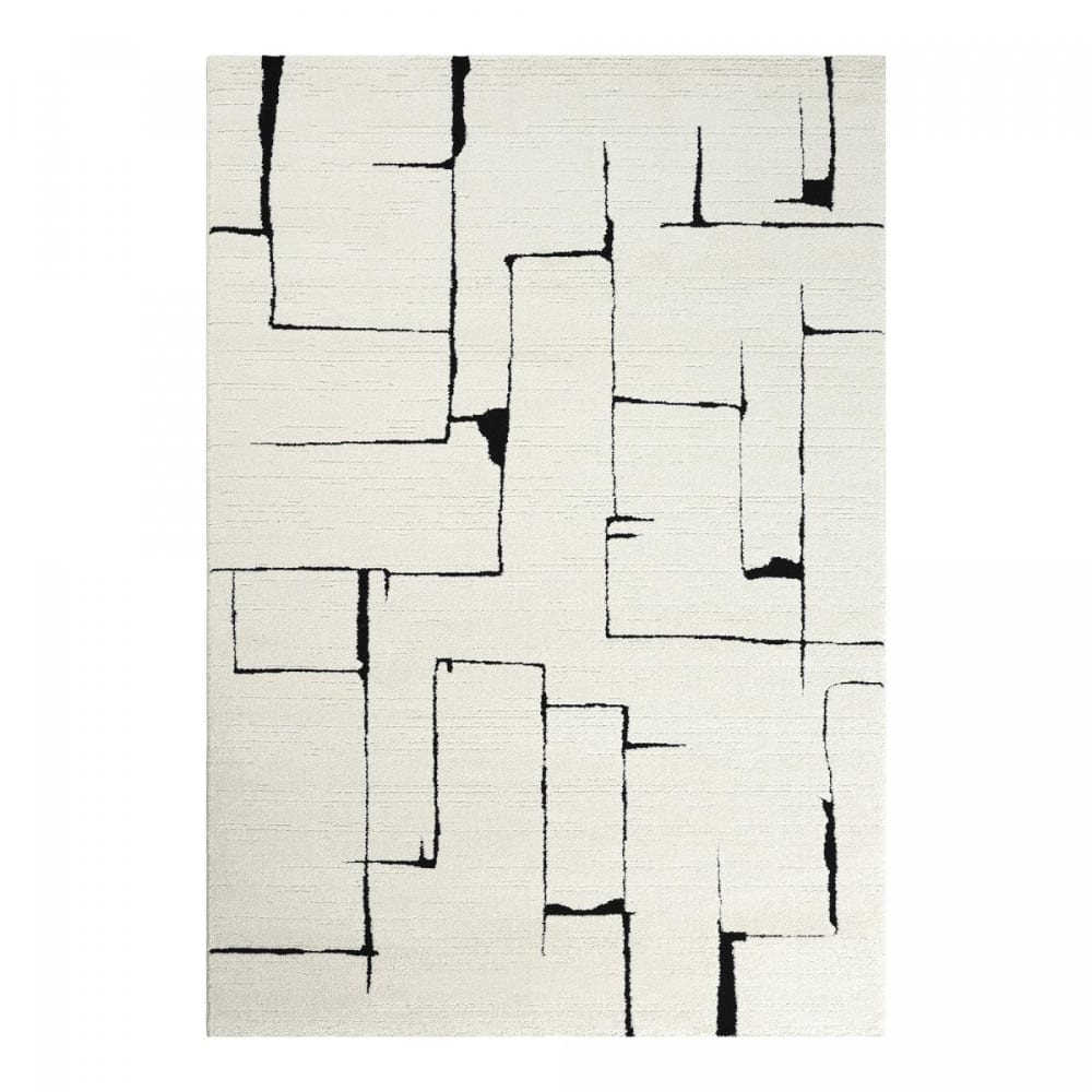 tapis couloir, motif moderne et design ton sur ton, crème 80x300