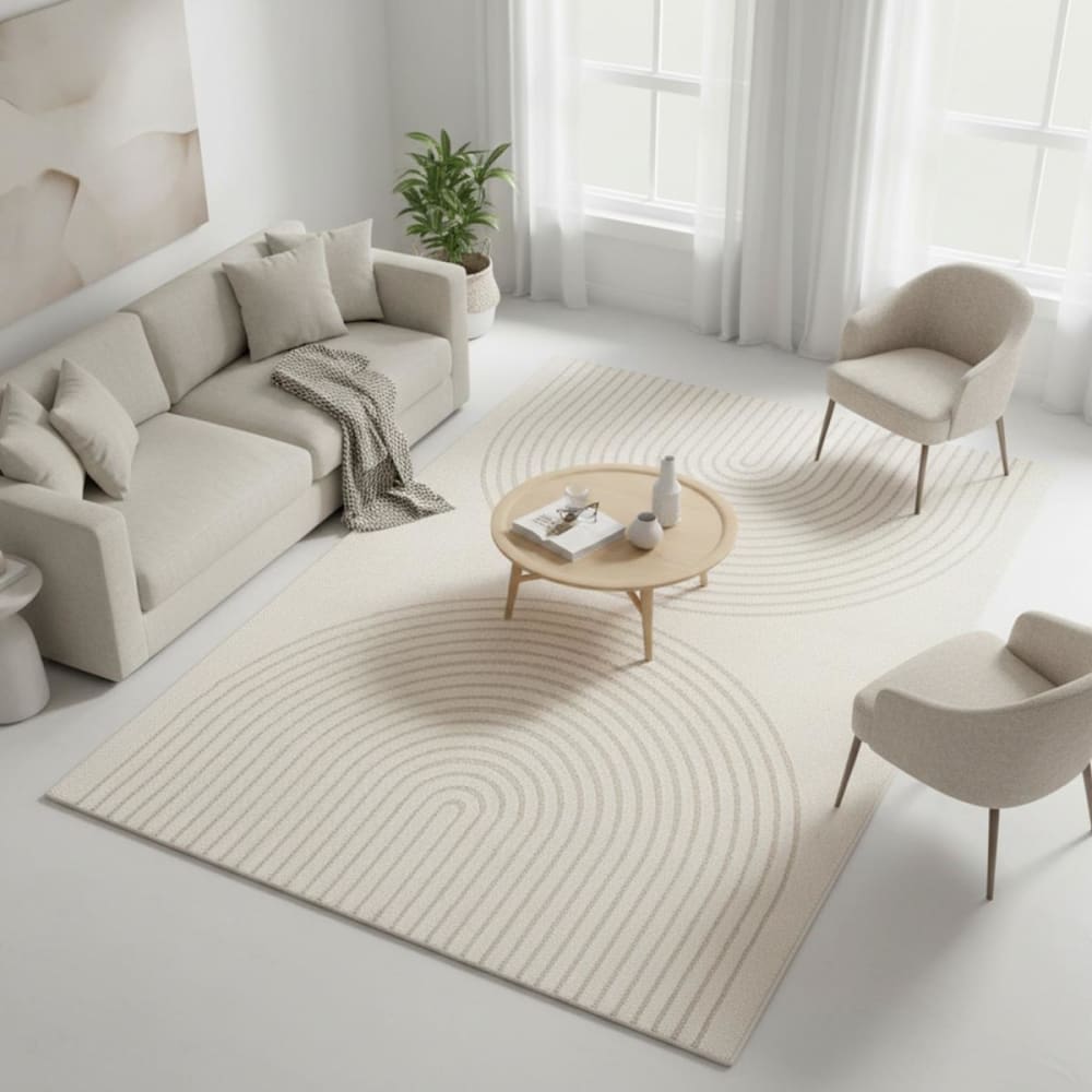 Tapis chambre, motif moderne et design ton sur ton, crème 120x160 - Maisons du Monde