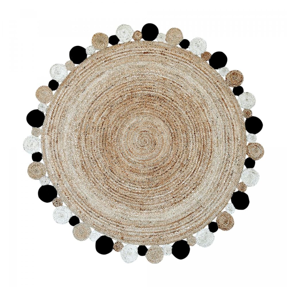 Tapis rond en jute, tapis artisanal tissé à la main, beige Ø120cm