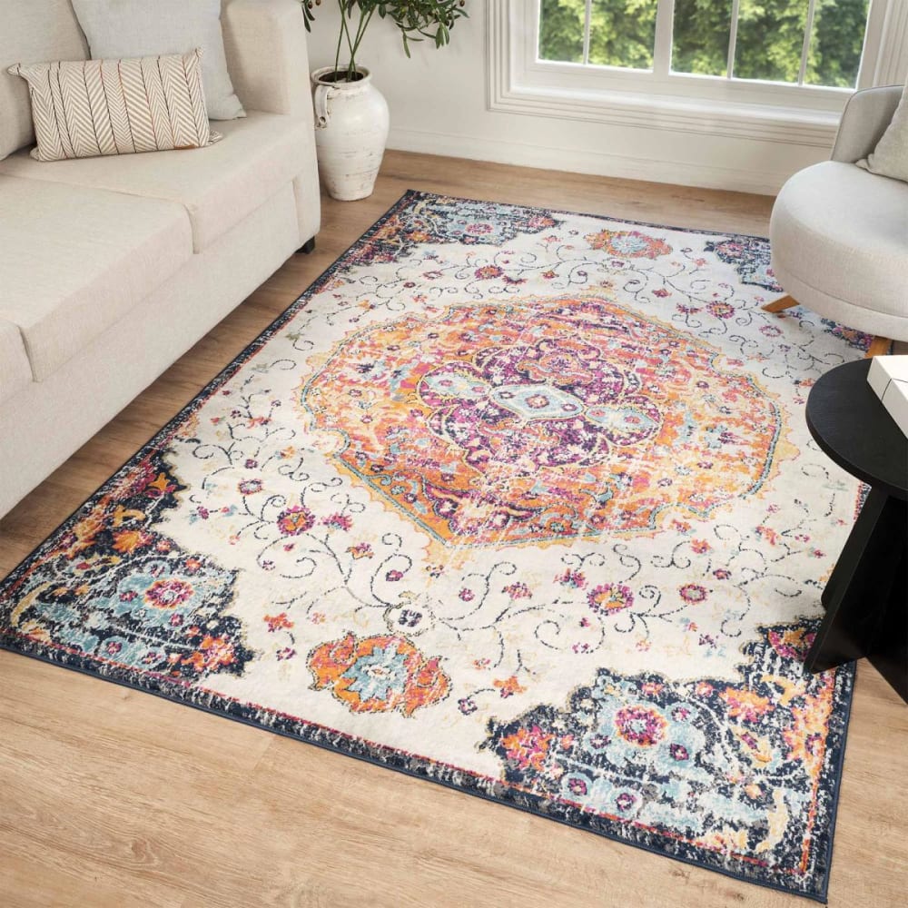 Tapis salon vintage oriental - multicolore rouge beige bleu 120x170 cm - Maisons du Monde