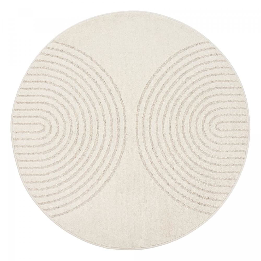 tapis rond, motif moderne et design ton sur ton, crème Ø120cm