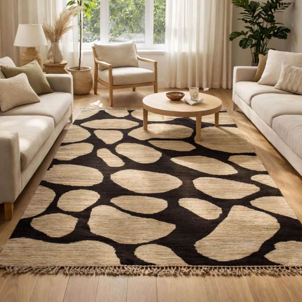 Tapis en jute tissé à la main, pour un salon, marron 200x300