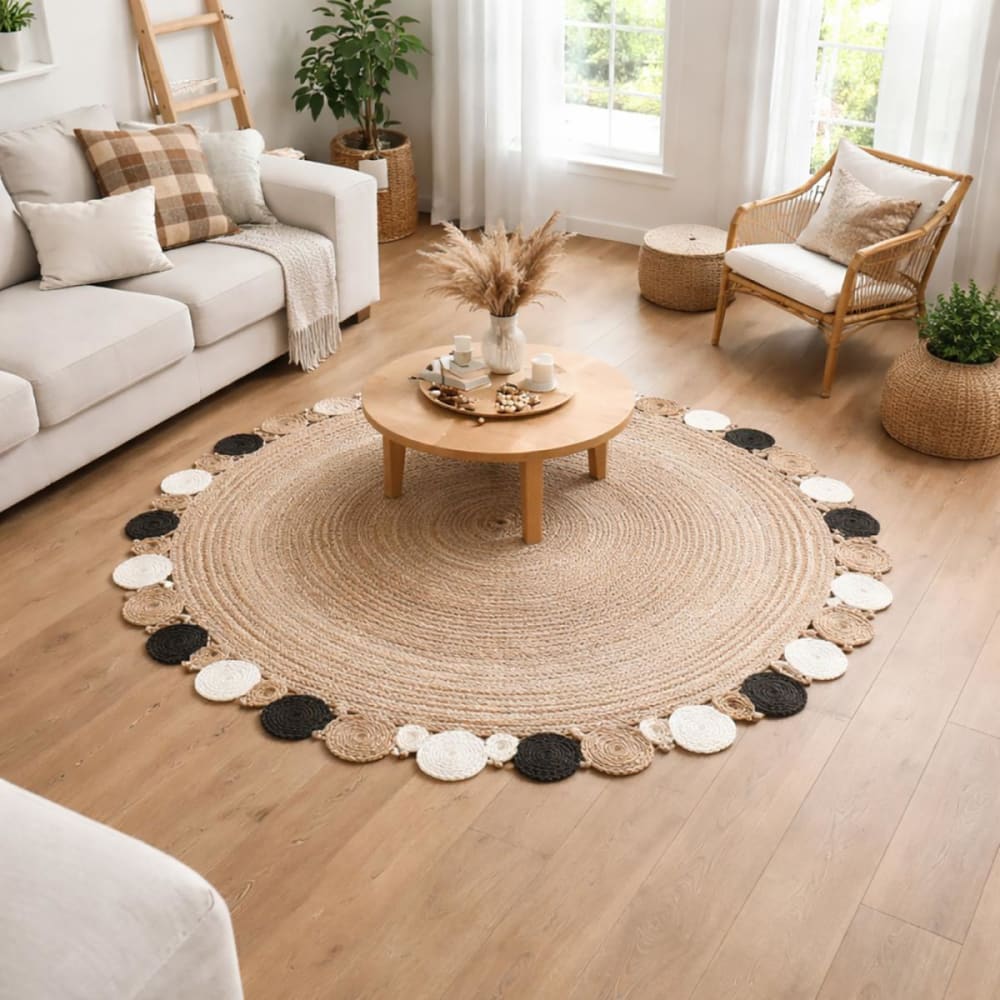 Tapis rond en jute, tapis artisanal tissé à la main, beige ø100cm - Maisons du Monde