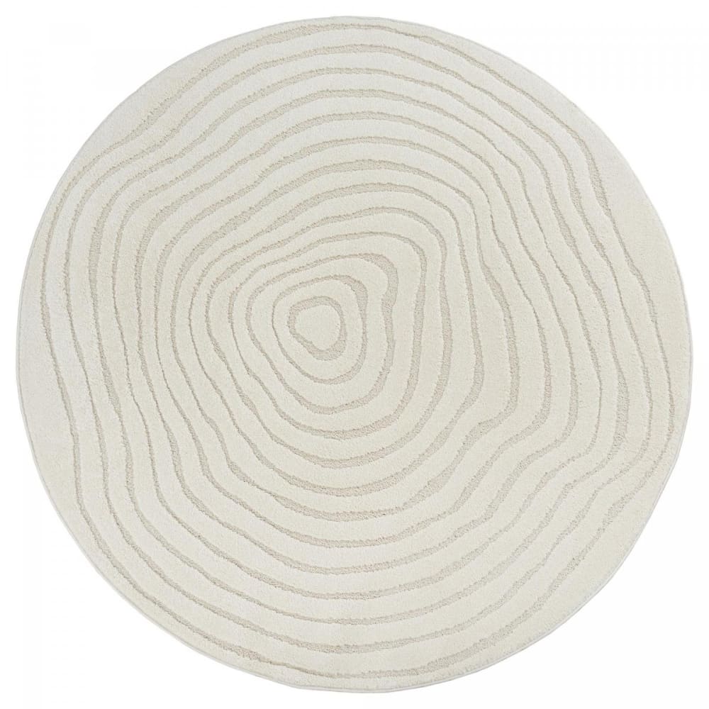 Un amour de tapis Runder Teppich, modernes Muster und Ton-in-Ton-Design, Ø200cm creme style modern Beige Öko-Tex Zertifikat Pes - Polyester