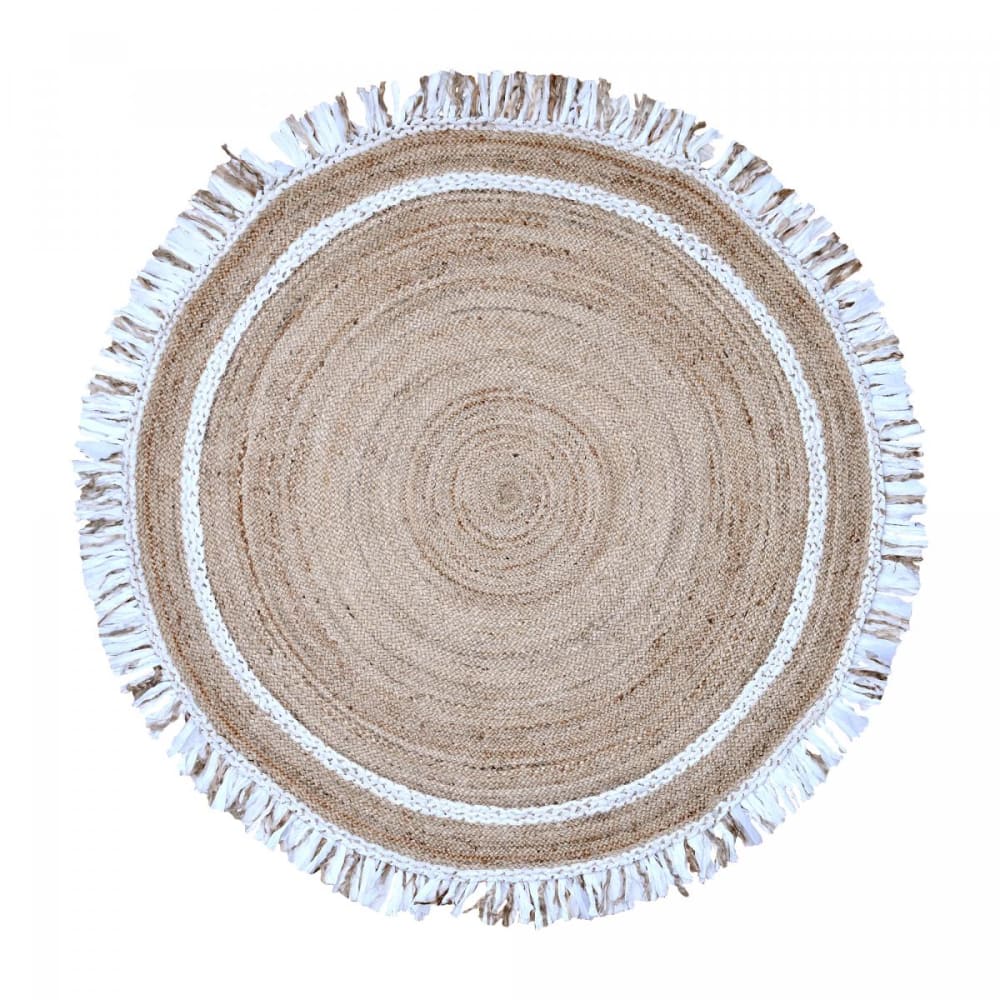 Tapis rond en jute, tapis artisanal tissé à la main, blanc Ø100cm