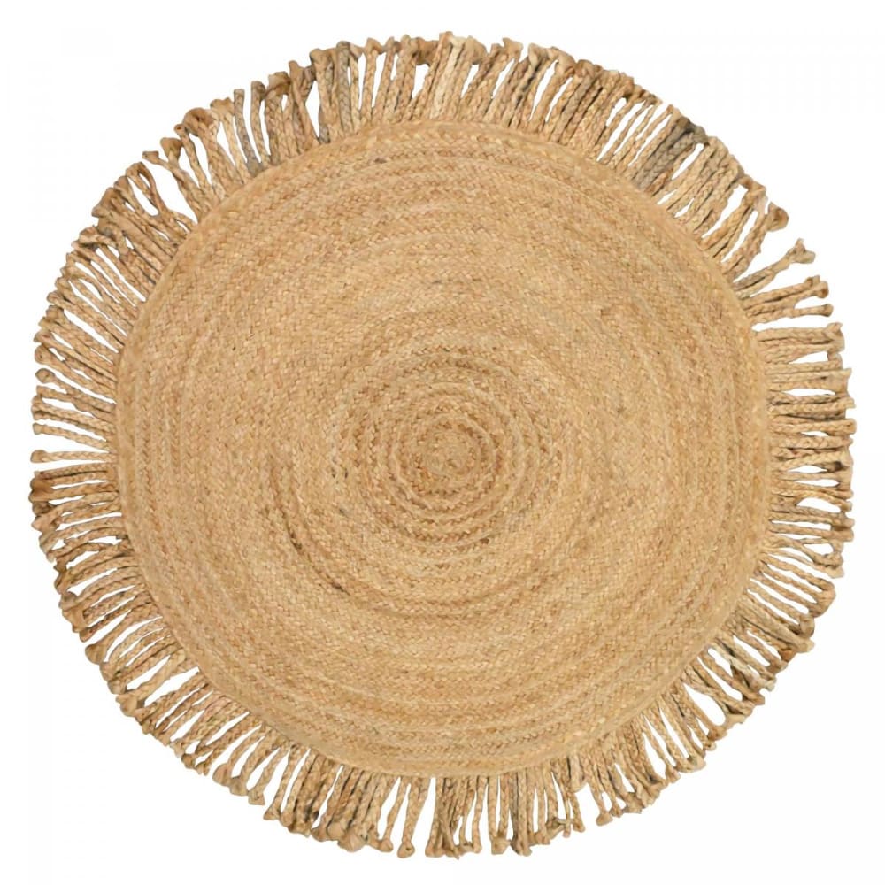 Tapis rond en jute, tapis artisanal tissé à la main, beige Ø150cm