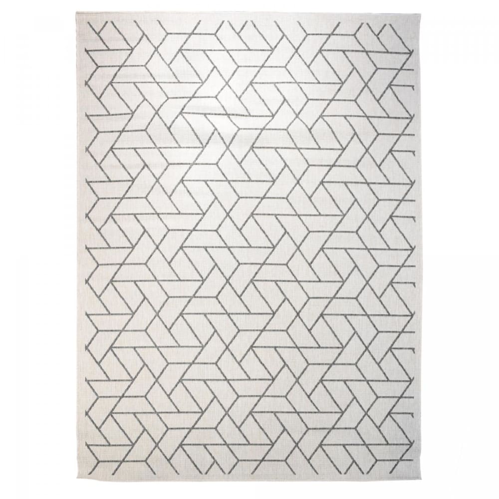 Tapis extérieur terrasse et jardin, kilim reversible argent 200x290