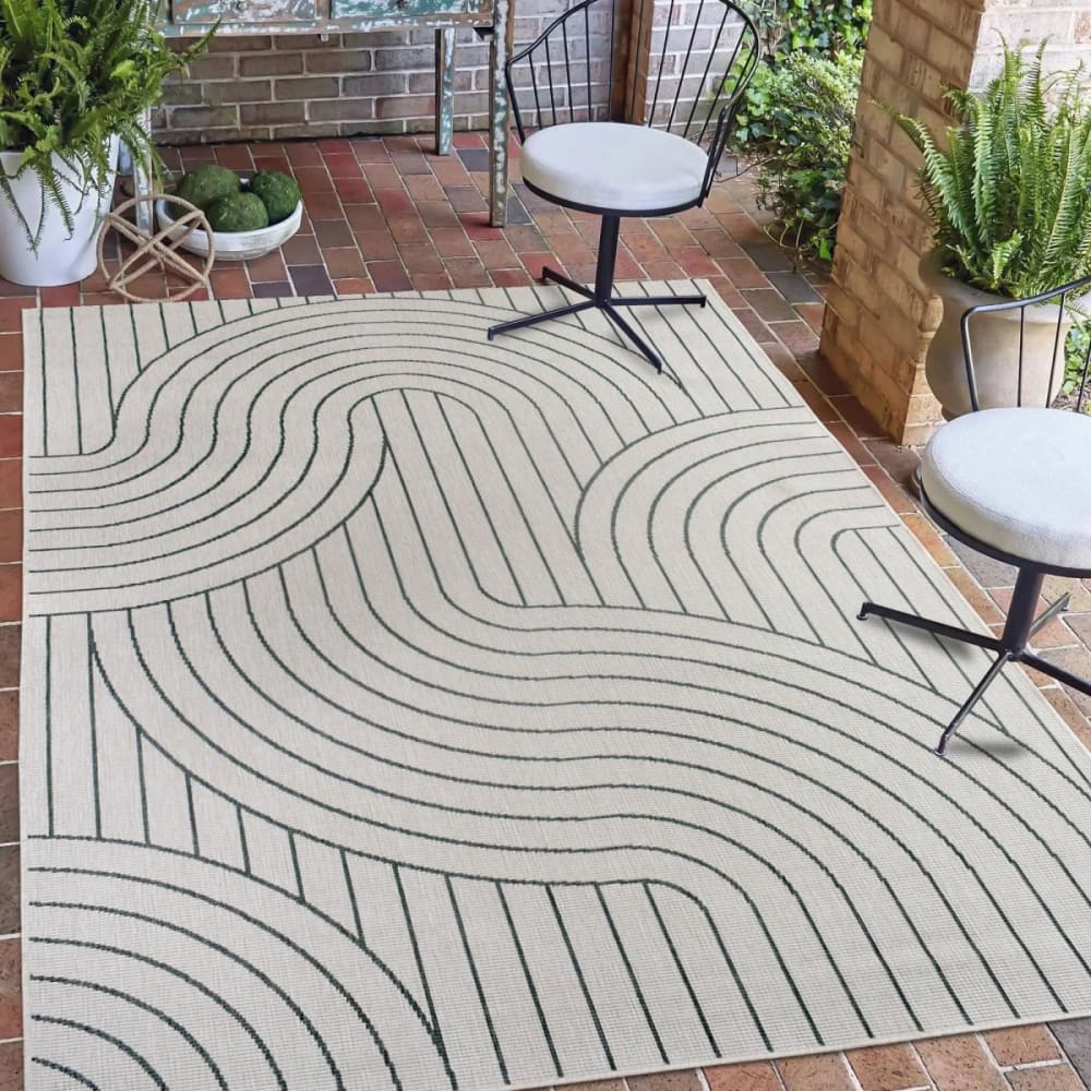 Tapis extérieur terrasse ou balcon, tapis reversible, crème 200x290