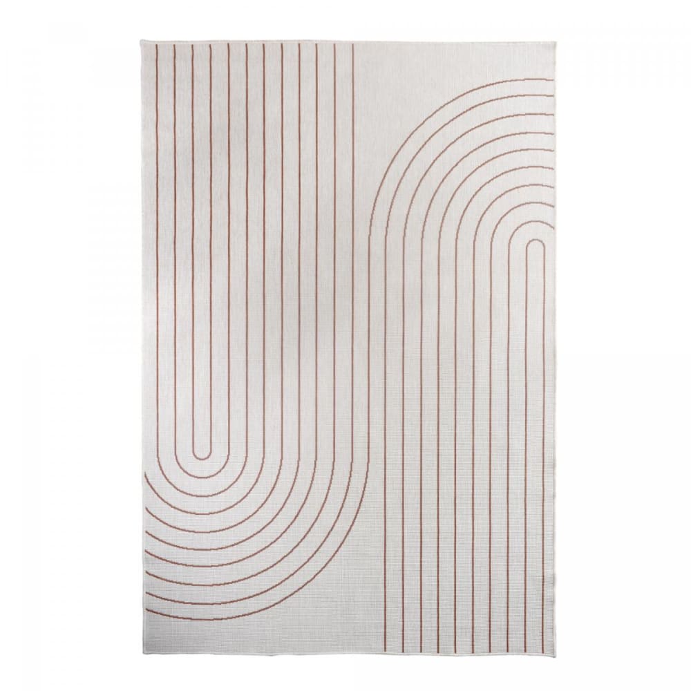 Tapis extérieur terrasse, kilim reversible terracota et crème 200x290 - Maisons du Monde