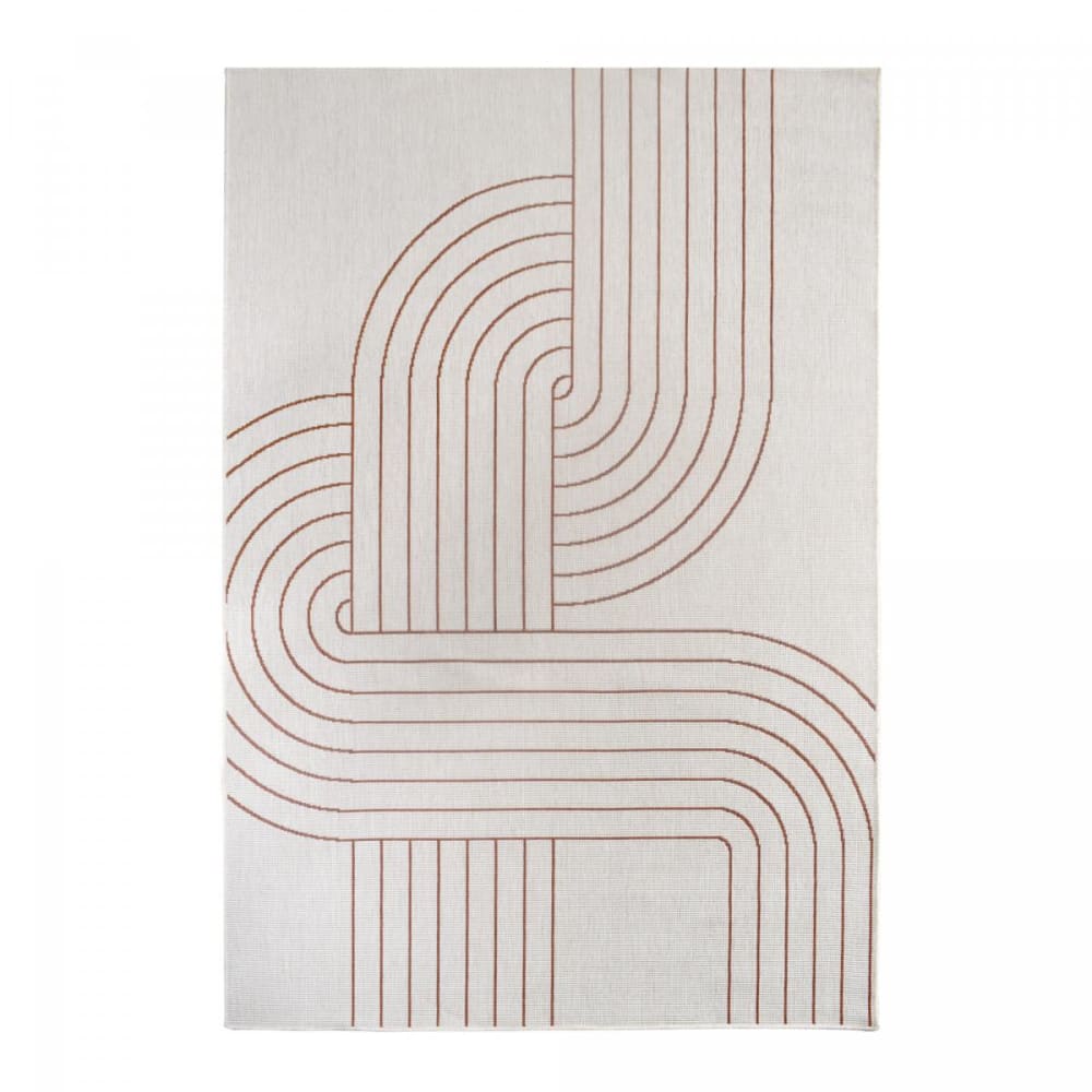 Tapis extérieur terrasse, kilim reversible terracota et crème 120x170