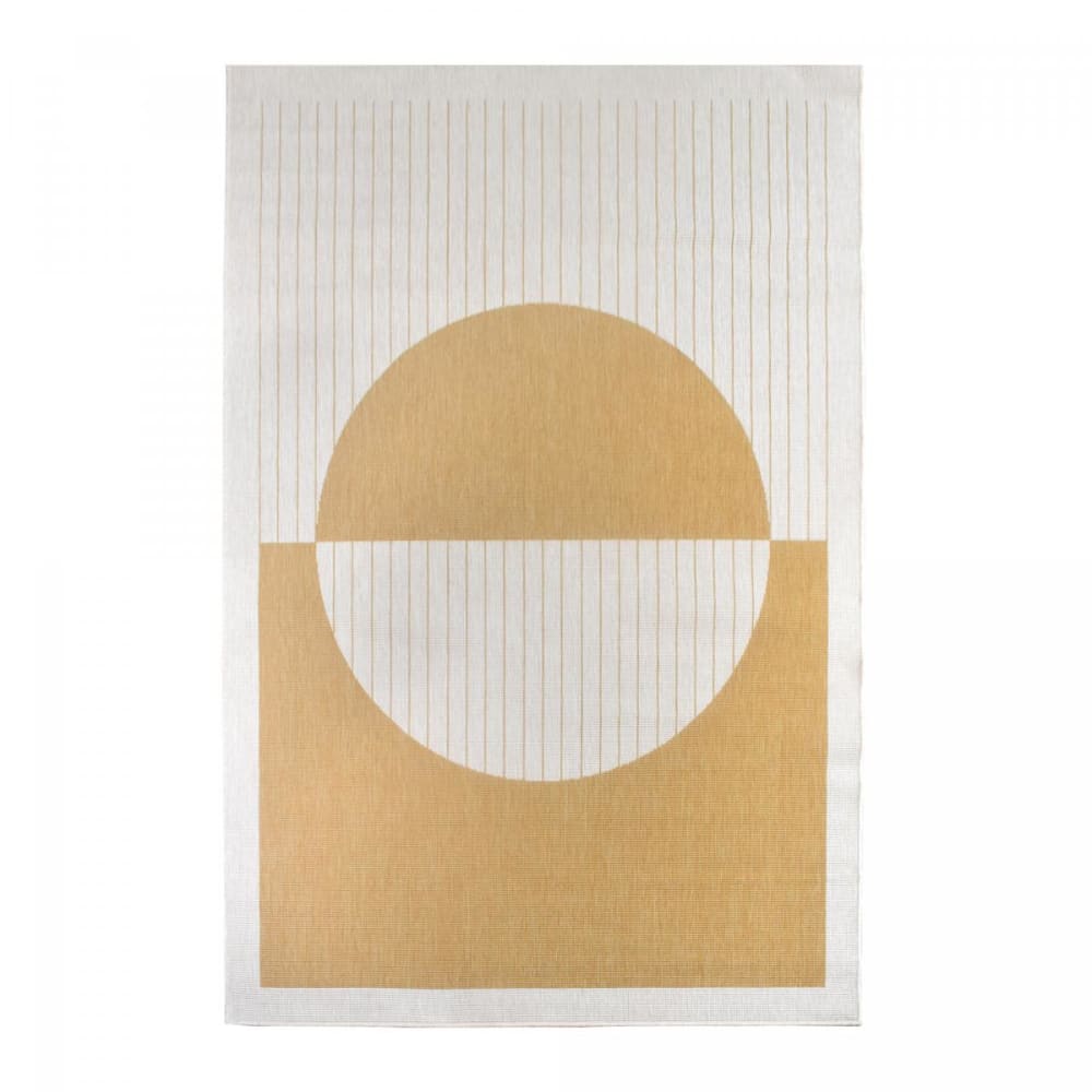 Tapis extérieur terrasse, tapis reversible, crème et jaune 200x290