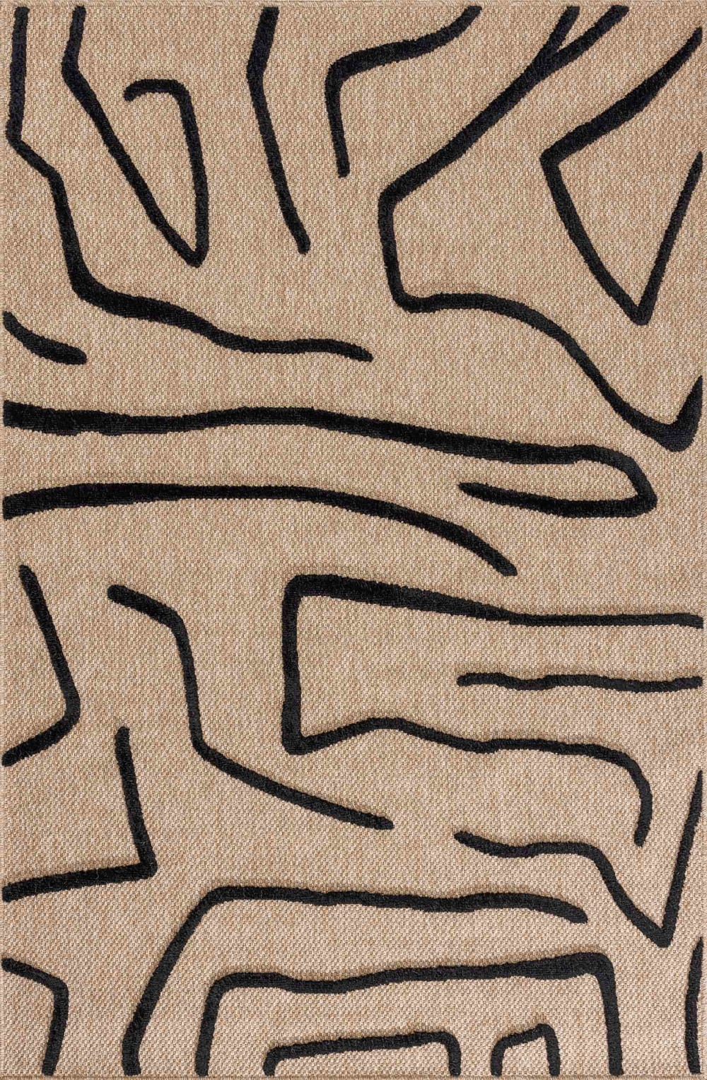 Tapis aspect jute motif géométrique noir 80x150 cm