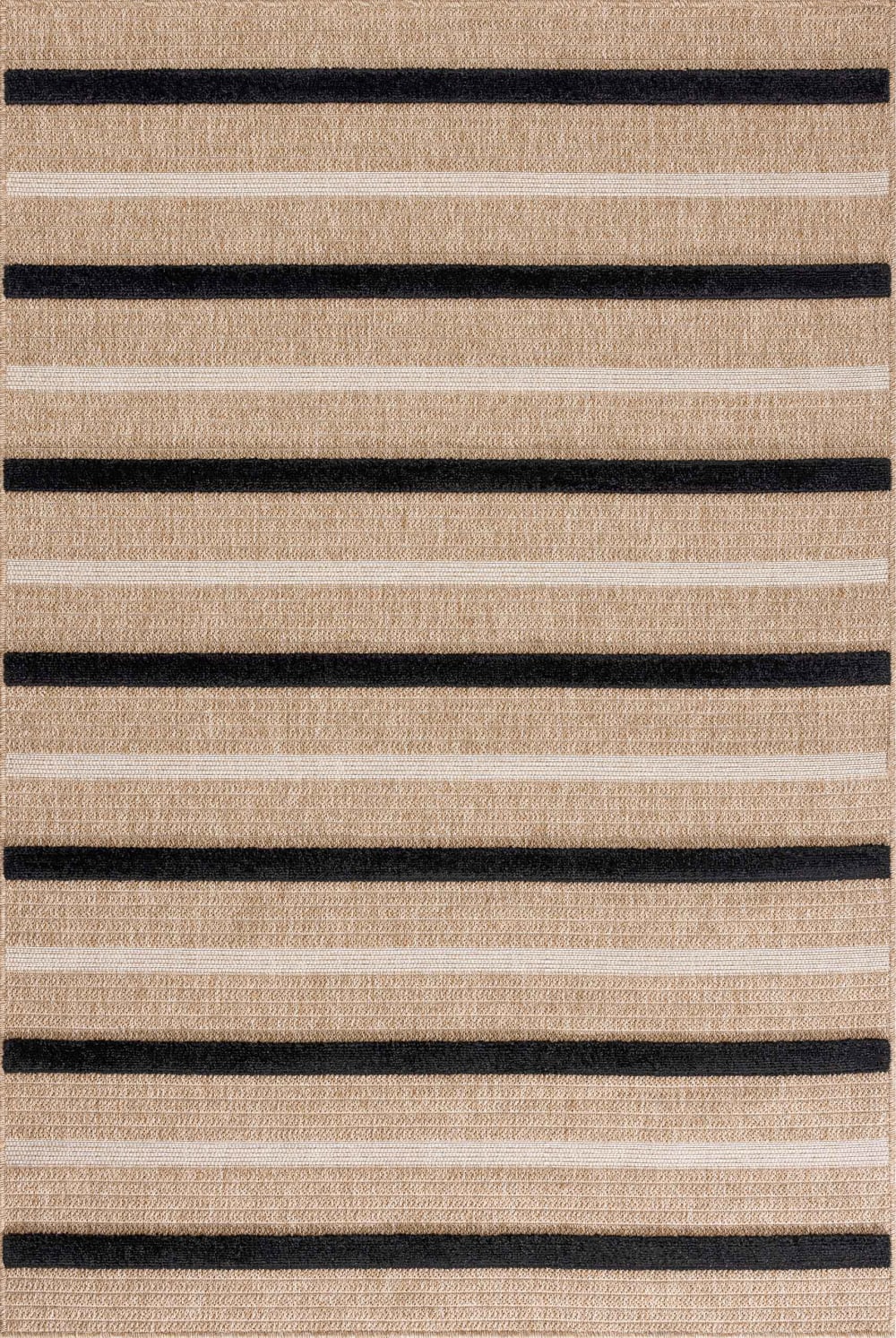 Tapis aspect jute motif rayures noir 80x150 cm