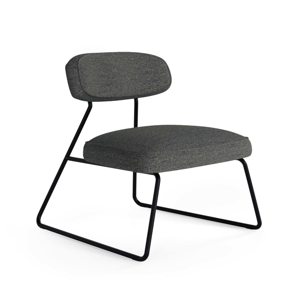 Koketto Home Sessel Industriestil schwarze Metallstruktur, gepolstert dunkelgrau - Metall