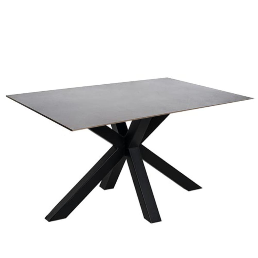 Koketto Home Esstisch aus Keramik 140 cm mit schwarzen Beinen, grau - Porzellan