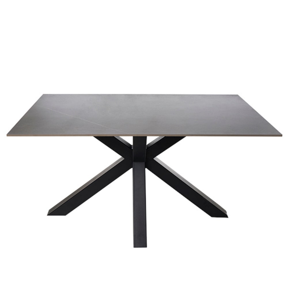 Esstisch aus Keramik 140 cm mit schwarzen Beinen, grau - Maisons