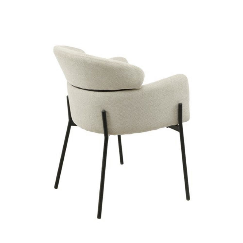 Gepolsterter Stuhl mit hoher Rückenlehne und Armlehnen beige -