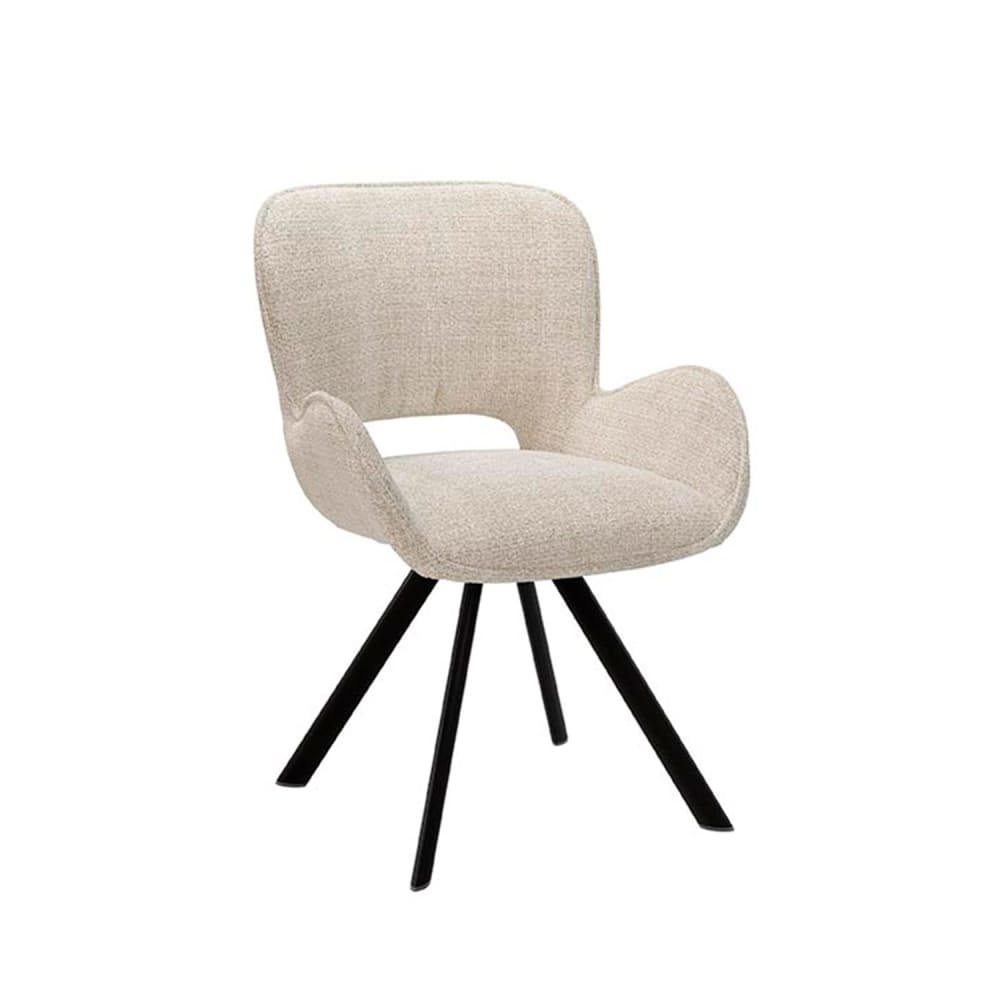 Koketto Home Eleganter Stuhl mit gepolsterten niedrigen Armlehnen beige - Pes - Polyester