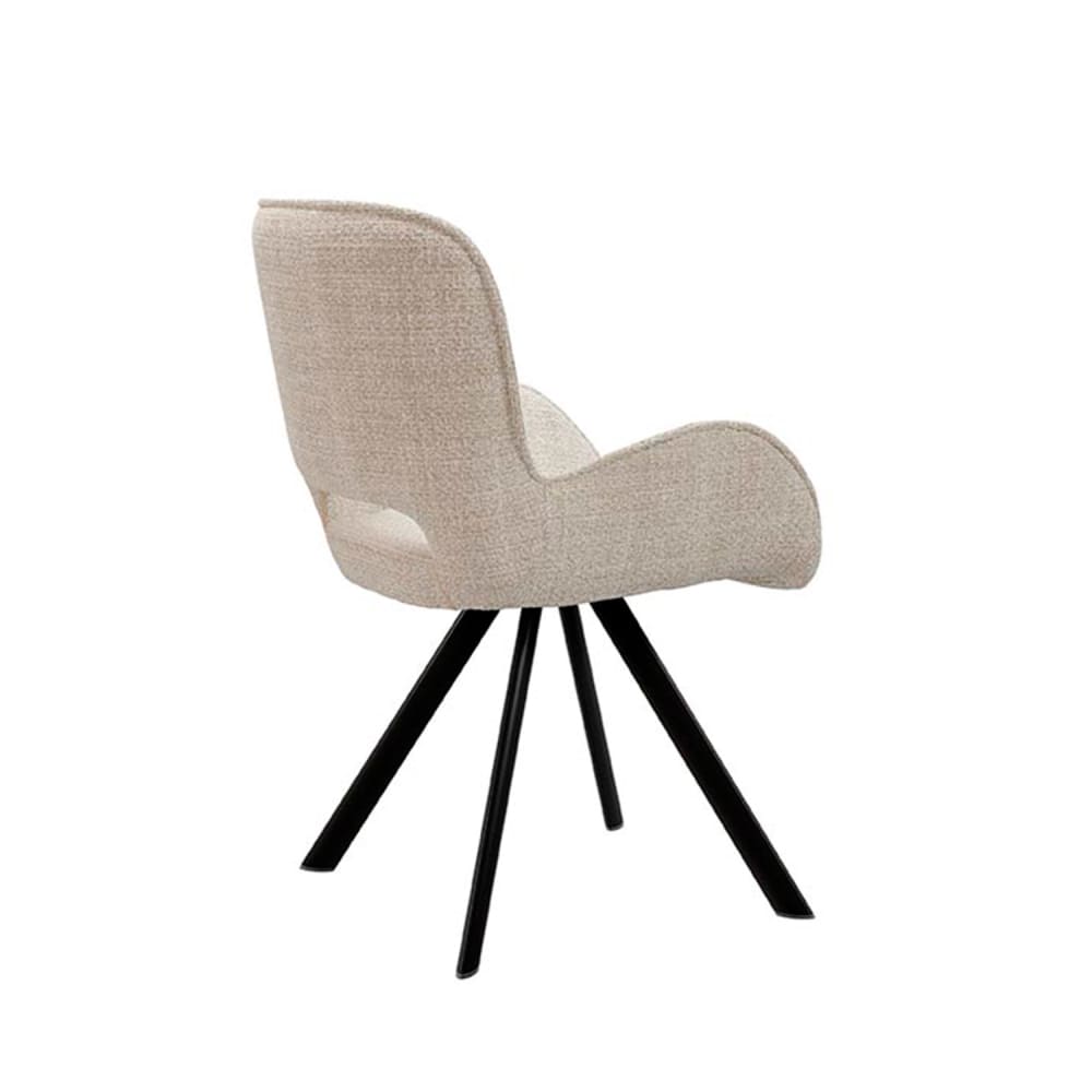 Eleganter Stuhl mit gepolsterten niedrigen Armlehnen beige -