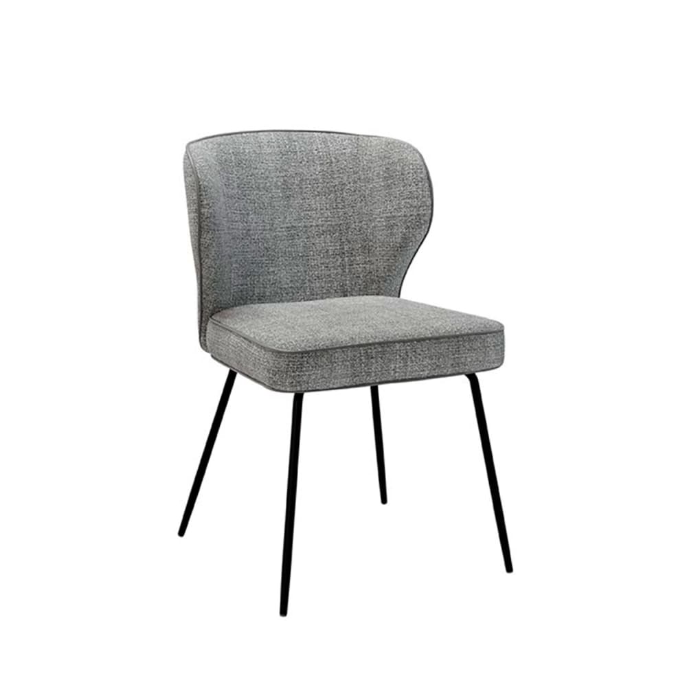 Koketto Home Stuhl aus meliertem Stoff mit Kanten und Beinen schwarz hellgrau - Pes - Polyester