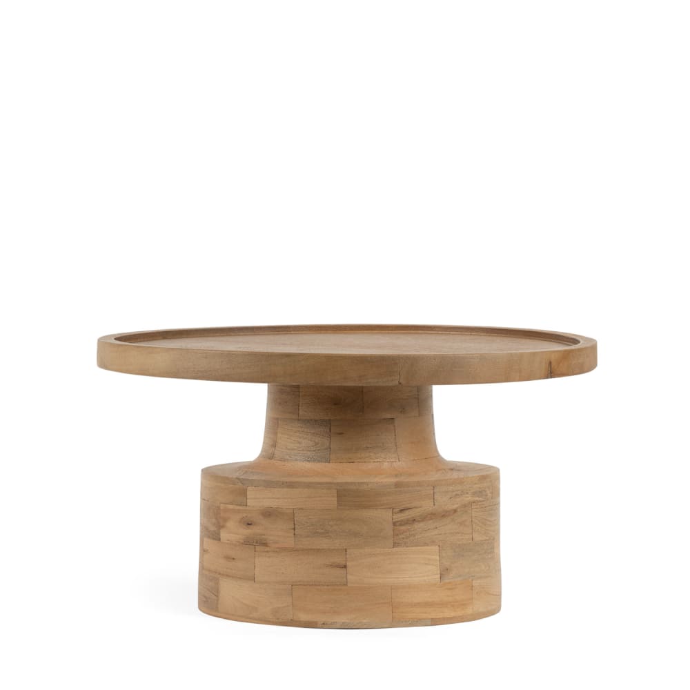 Runder Tisch aus Mangoholz, natur, kombinierbar, 80 cm - Maisons