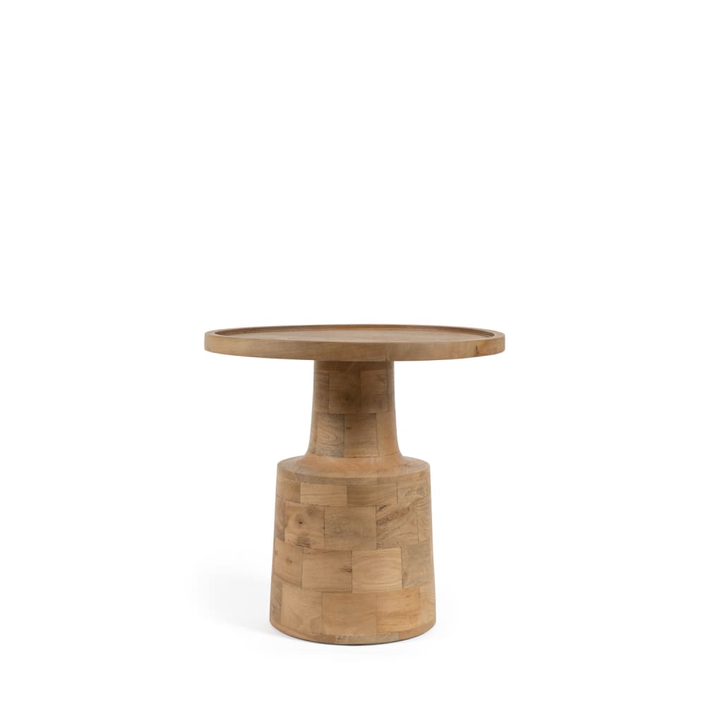 Runder Tisch aus Mangoholz, natur, kombinierbar, 45 cm - Maisons